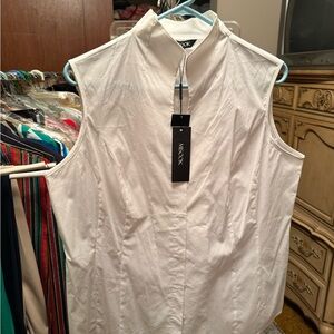 Misook Classic White V-Neck Blouse